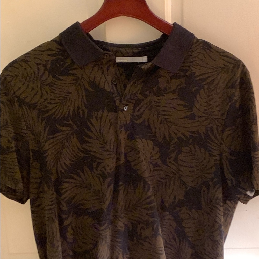 Vince Palm Leaf Print Men Polo Shirt